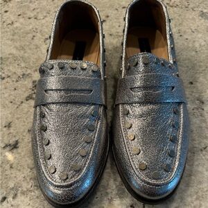Steven silver loafers by Steve Madden